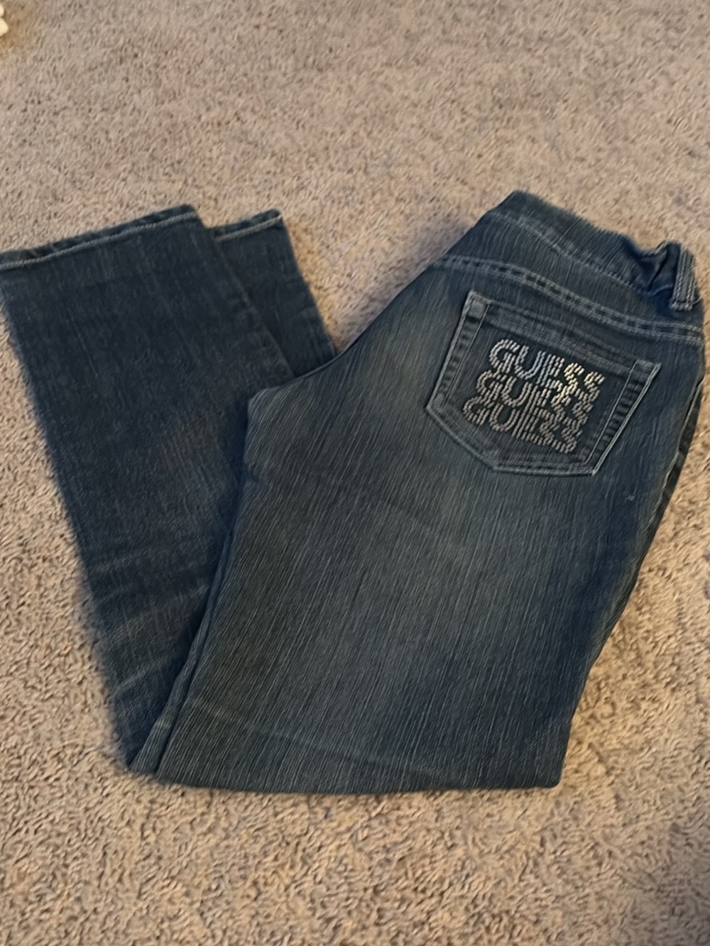 GUESS Dark Blue Kids Bootcut Jeans with Embellished Back Pocket